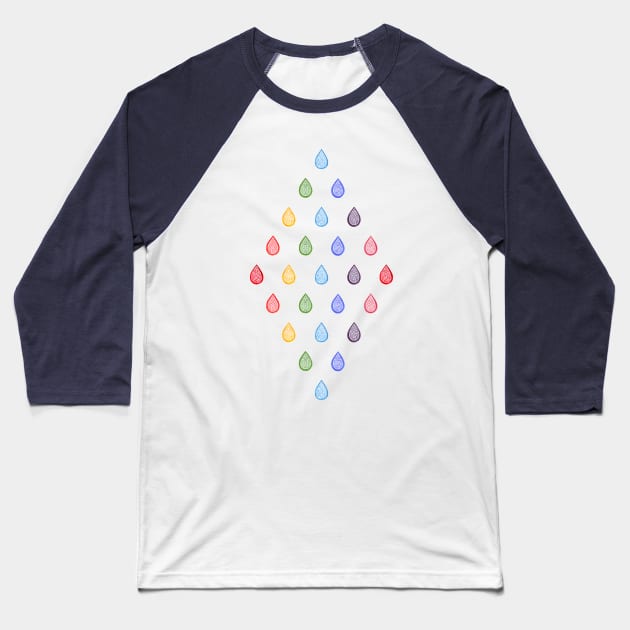 Rainbow raindrops Baseball T-Shirt by Savousepate